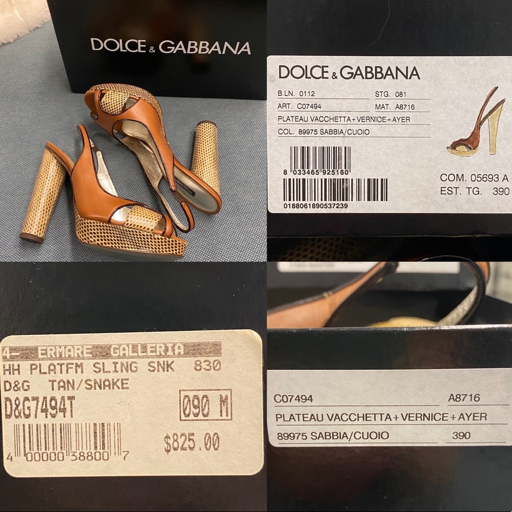 NIB D&G Snakeskin Platform Slingback Heels Sz 39 - Picture 12 of 13